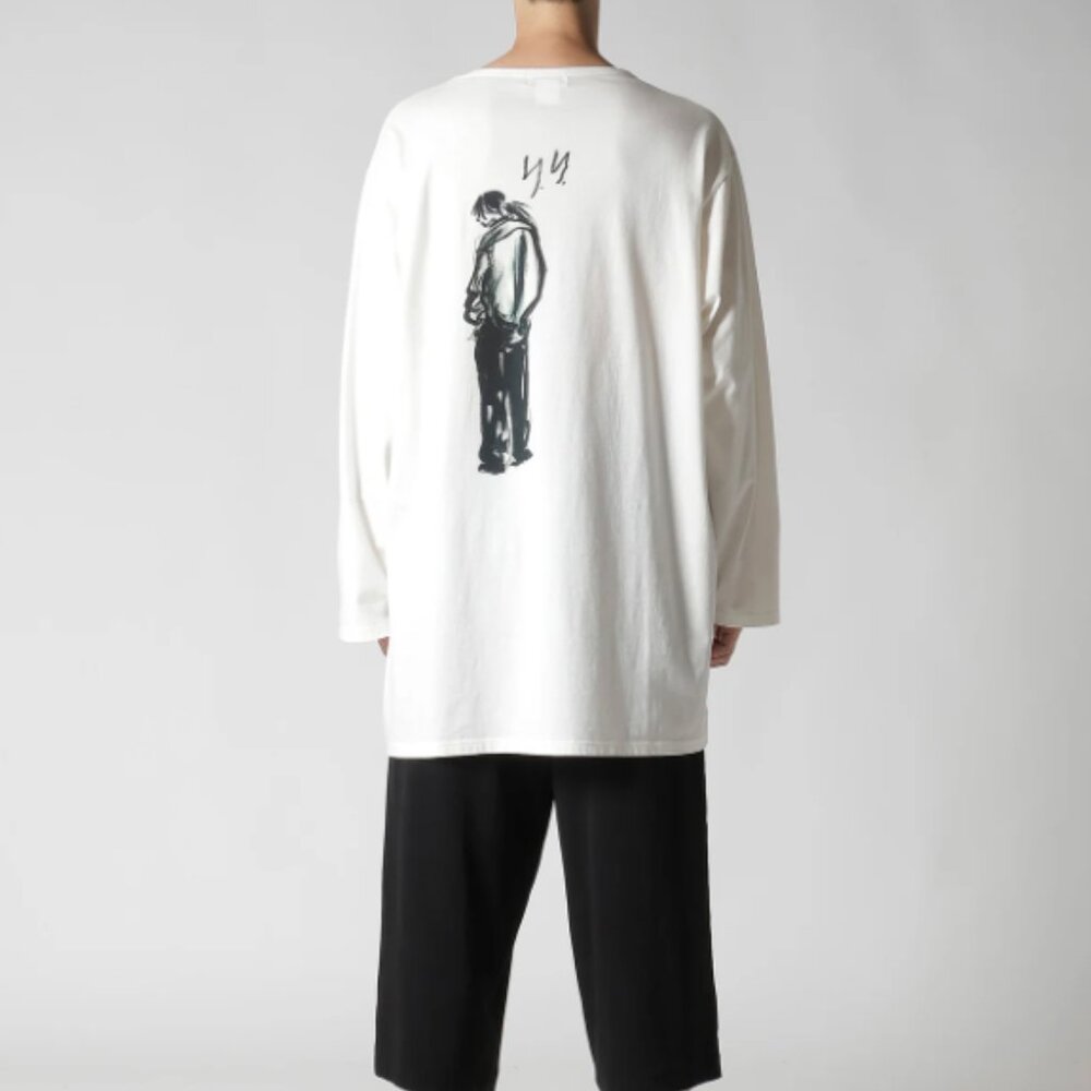 BNWT SS25 YOHJI YAMAMOTO POUR HOMME PRINT LS TSHIRT 3